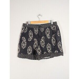 Knox Rose Shorts Women Sz L Gray Floral Paisley Print High Rise Casual Boho